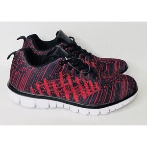 NEW Mens Zone Pro Red Black Lightweight Knit Sneakers Athletic Shoes Size 8